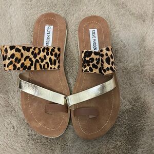 Steve Madden Leopard Print and Gold Sandals